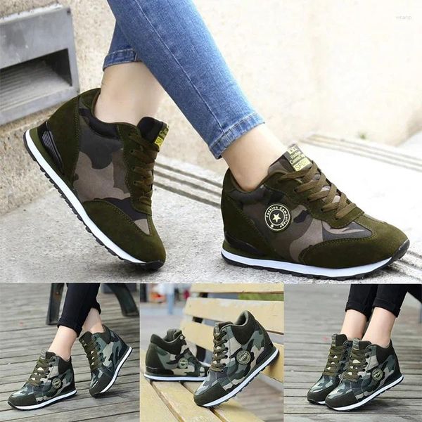 Ходьба обувь размер 356 плюс 35-42 женщины с камуфляжными кроссовками клин Canvas Casual Woman Platform Hidden Heels Sneaker High Top 5