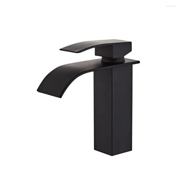 Rubinetti per lavandino del bagno Rubinetto per lavabo a cascata Rubinetti neri Miscelatore per vasca e acqua fredda in ottone Rubinetto per lavabo Lavabo da piano