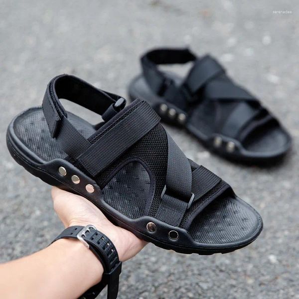 Sandálias Voando Tecido Masculino Verão Dual-Propósito Condução Chinelos Pano Sapatos Preguiçosos Tendência Respirável Praia C1361
