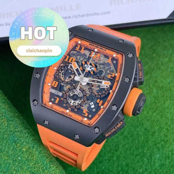 Designer Handgelenk Uhr RM Armbandwatch RM011-FM-Serie RM011 Orange Keramik Limitierte Mode Freizeitsportmaschinen Armbandwatch RM011