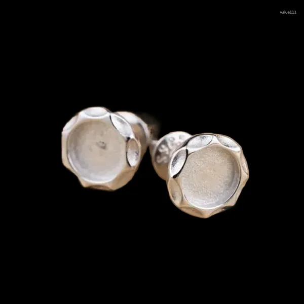 Серьги-гвоздики из стерлингового серебра 925 пробы, круглый кабошон, 5X5 мм, полукрепление, женская оправа, ювелирные украшения