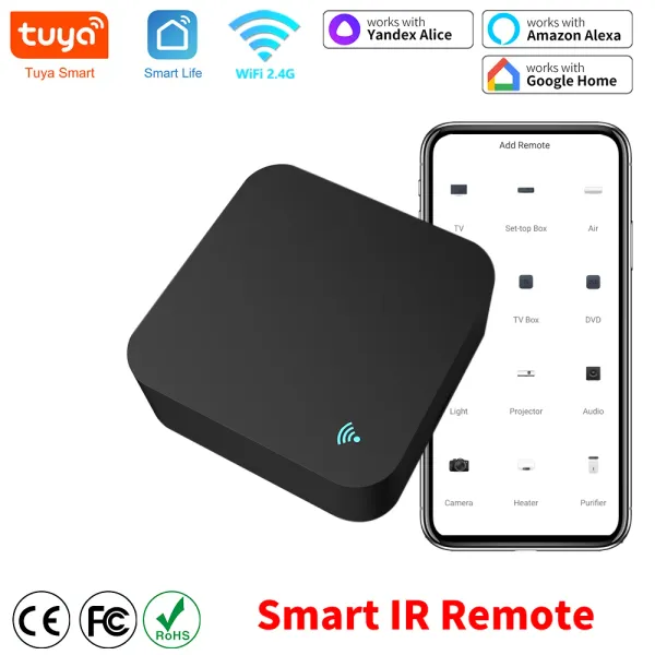 Controles Tuya Smart IR Remote WiFi Controle remoto universal para ar condicionado TV Trabalhe com Alexa Google Home Assistant Yandex Alice