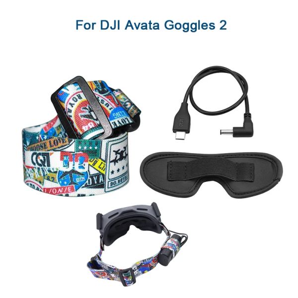 Dispositivos para dji avata óculos 2 2 óculos faixa de cabeça/cabo de alimentação/almofada de sombreamento à prova de poeira acessórios vr para dji avata