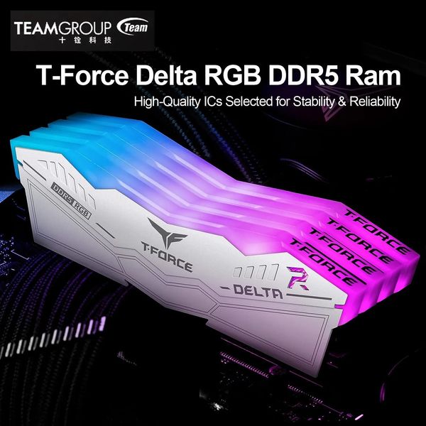 TEAMGROUP T-Force Delta RGB DDR5 Ram 32 ГБ 2x16 ГБ 6000 МГц PC5-48000 CL30 Модуль памяти для настольных ПК Ram для набора микросхем серии 600 700 240322