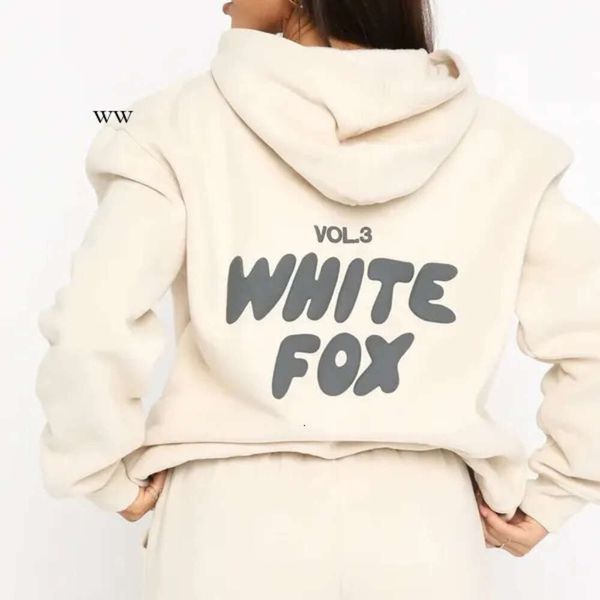 Whites Fox Hoodie Mulheres Fashion Designer Tracksuit Whites Fox Conjuntos de dois 2 peças Conjunto de roupas esportivas de manga comprida pulôver com capuz 12 cores temporadas 3754