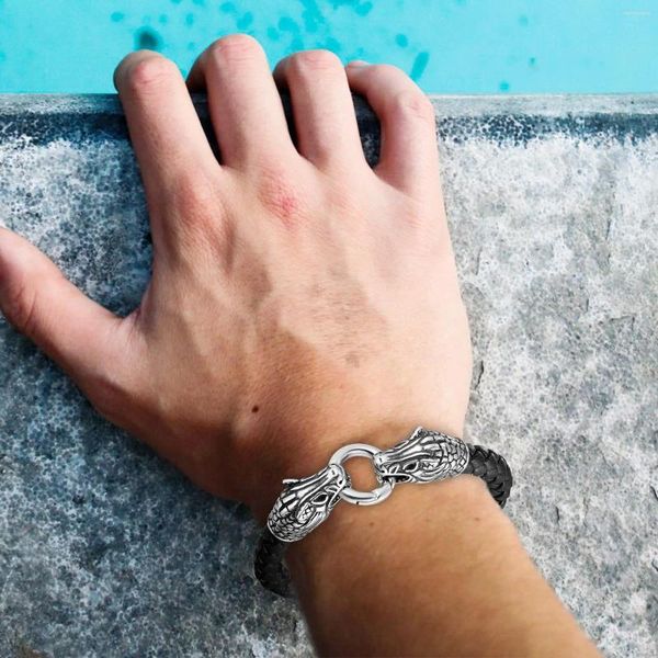 Braccialetti con ciondoli Bracciale da uomo Hip Hop Corda intrecciata alla moda Padre per regali di compleanno Festa del ringraziamento Marito in spiaggia