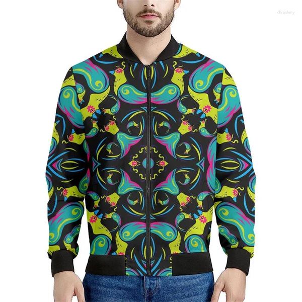 Jaquetas masculinas Abstrato Zipper Jaqueta para Homens 3D Impresso Oversized Moletom Tops Primavera Outono Mangas Compridas Mulheres Bomber