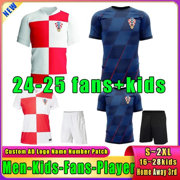 MODRIC 24 25 Nuova Croazia MANDZUKIC PERISIC PERISIC versione giocatore tifoso della squadra nazionale Maglie da calcio Coppa Europa KOVACIC maglia da calcio casa lontano kit per bambini uniformi