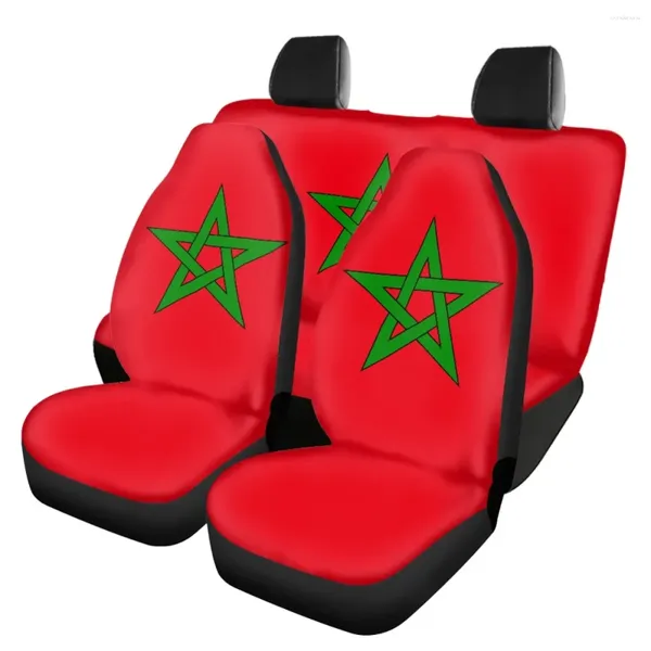 Coprisedili per auto Accessori Bandiera marocchina Fronte Retro Set completo Confezione da 4 decorazioni universali per coperture protettive per auto