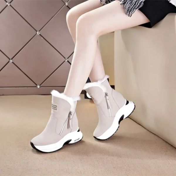 Сапоги New Womens Angle Boots теплые плюс флисовые толстые зимние снежные сапоги 2023 модная боковая молния на молнии на открытые кроссовки Botas mujer