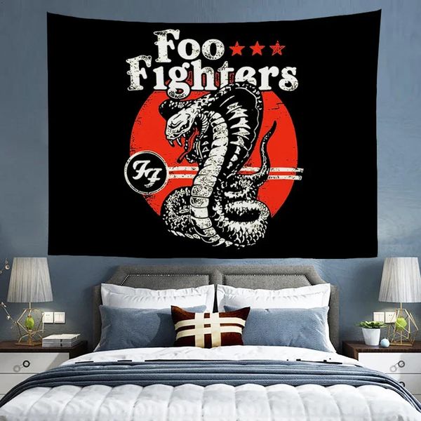 Настенный гобелен Foo-Fighters Art Wallpaper Эстетический домашний декор Украшение Спальня Гобелены Изголовья Декоративные на заказ 240322