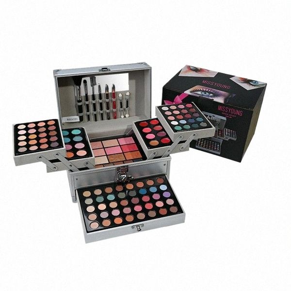 Kit de maquiagem All-in-e Makeup Gift Set para Mulheres Kit Completo Inclui Pincel de Maquiagem Paleta de Sombra Lip Gloss Conjunto Batom Eyepencil M40U #