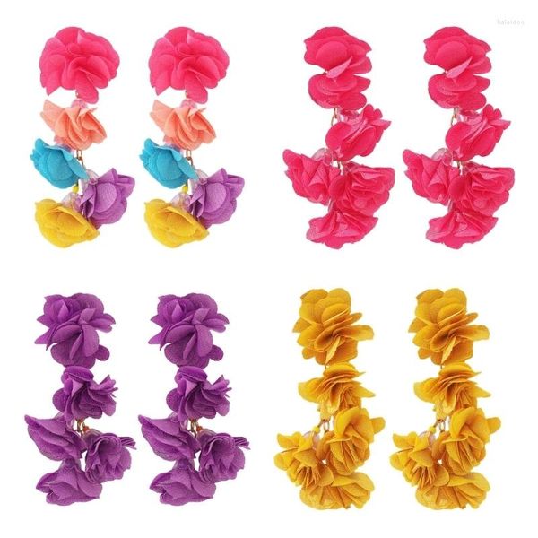 Baumelnde Ohrringe, handgefertigt, Blumen-Tropfen-Stoff, Blumenmuster, für Frauen und Mädchen