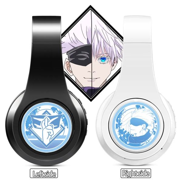 Fones de ouvido cosplay jogos fone de ouvido anime jujutsu kaisen gojou satoru fone de ouvido bluetooth presente plug in cartão e fm para ios android