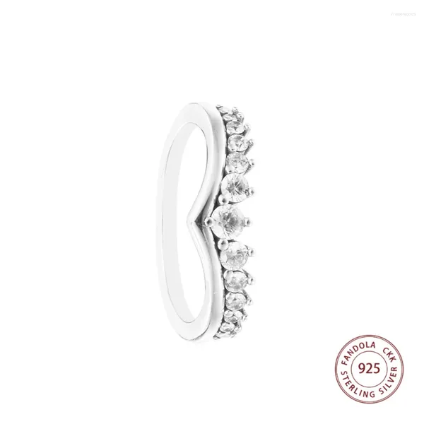 Anéis de cluster 925 prata esterlina atemporal desejo flutuante pave para mulheres casamento noivado anel de dedo jóias bague atacado