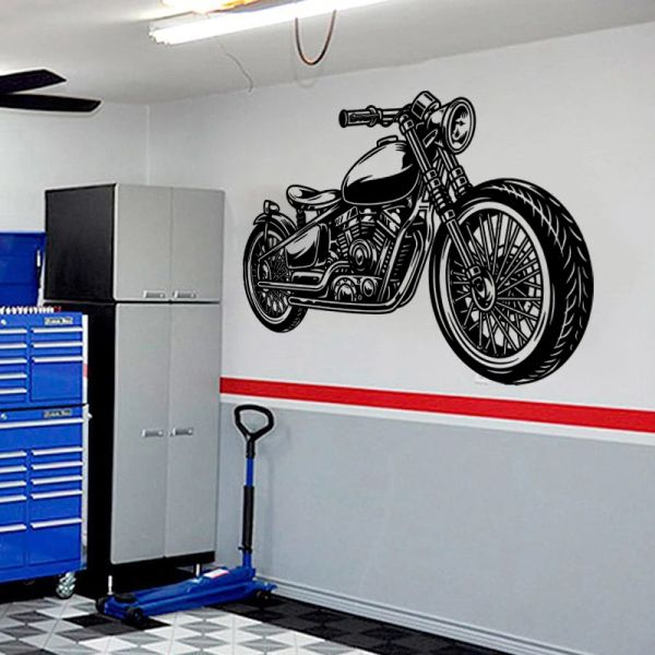 Adesivos de parede para motocicleta, grande, vintage, garagem, quarto infantil, retro, autociclo, scooter, decalque de parede, sala de jogos, decoração de vinil