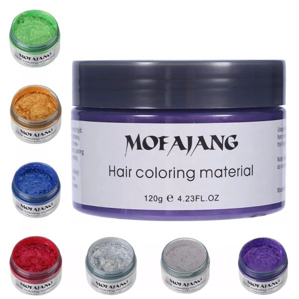 Farbe MOFAJANG Farbe Haarwachs Styling Pomade Silber Oma Grau Einweg Naturhaar Starke Gel Creme Haarfärbemittel für Frauen Männer 120g