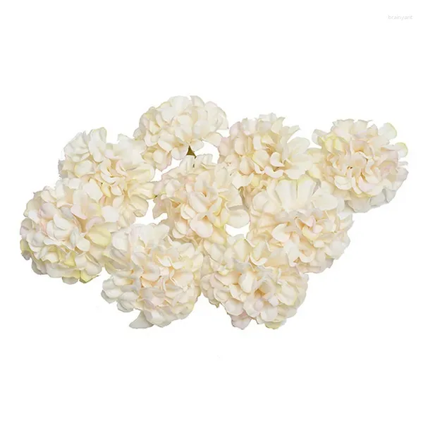 Flores decorativas 50 pçs materiais de flores artesanais falso hortênsia cabeça europeu vintage mini crisântemos diy buquê presente para a mãe