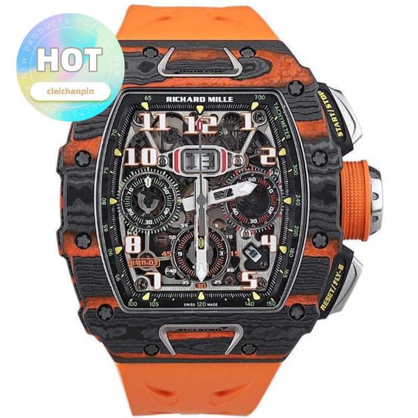 RM Racing Armbanduhr RM11-03 Mclaren farbiges Carbon + seitliches Ntpt-Material, vollständig hohles Set