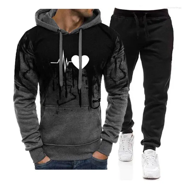 Männer Trainingsanzüge Frühling Herbst Mit Kapuze Pullover Jogging Hosen 2PCS Sets Mode Casual Langarm Fleece Sport Outfits