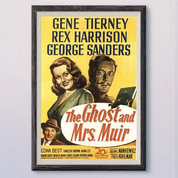 Kalligraphie N440 DER GEIST UND DIE FRAU.MUIR Vintage Classic Movie Wall Seidenstoff HD Poster Kunst Home Dekoration Geschenk