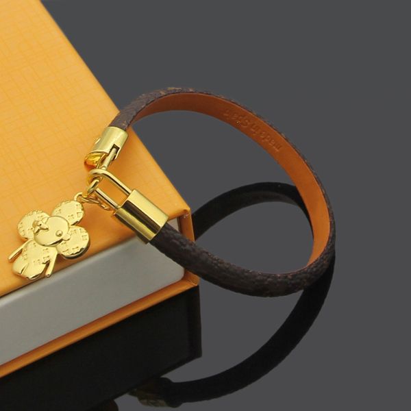 Designer pulseira mulher pulseira designer V letra Chihuahua padrão pulseira de couro Sun Flower Chihuahua pulseira de couro preço de fábrica atacado