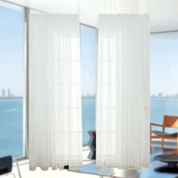 Cortina moda transparente estampagem estrelas menina quarto tecido tema romântico transmissão de luz tamanho-100 270cm (