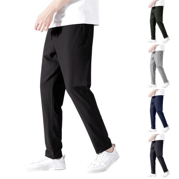 Pantaloni da guardia da uomo Pantaloni larghi e larghi da uomo in seta di ghiaccio Pantaloni casual da lavoro da uomo Pantaloni da uomo grandi e alti con vestibilità atletica Taglia da uomo