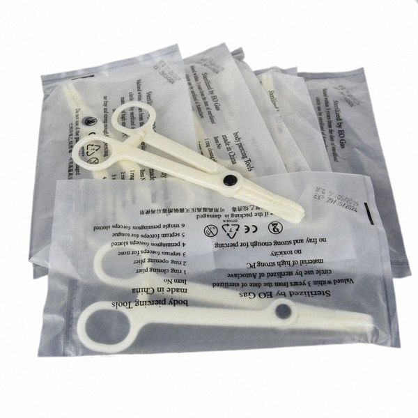 10 pz / borsa Profi plastica monouso Body Piercing pinza rotonda aperta morsetto corpo orecchio labbro ombelico naso Tgue piercing pinza strumento x3oV #