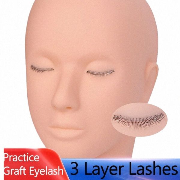 3 strati Eyel Mannequin Head per la pratica Grafte False L Extensi Doll Face Head Training Tool Pratica per il trucco Modello Head V6po #