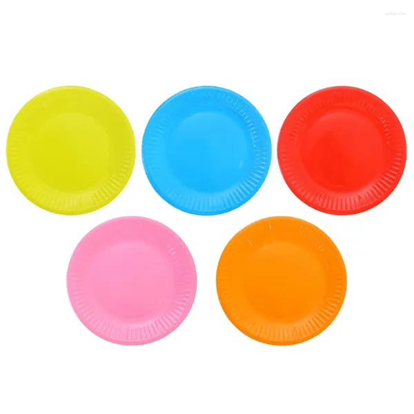 Louça descartável 50 Pcs Criança Bolo Pan Utensílios Compostáveis Placas de papel coloridas para festas