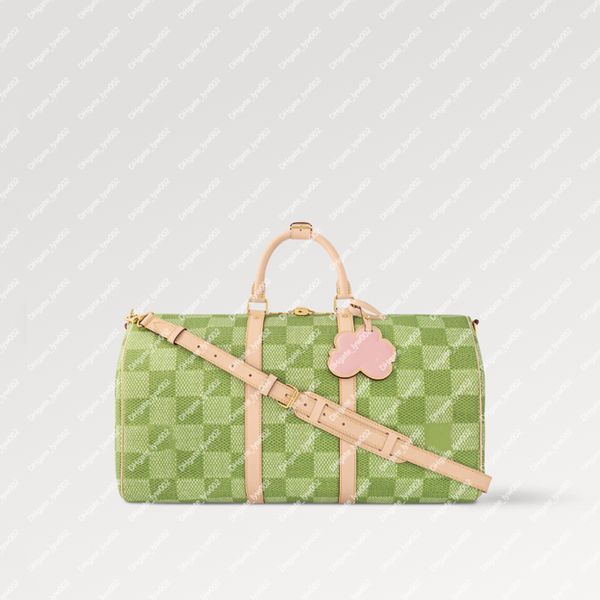 Esplosione calda Keepall Bandoulier e 50 N40667 Verde Dimensioni cabina Chiusura con doppia zip Lucchetto Ciondolo fiore rimovibile Classica colorazione ispirata al brio golf-links lusso