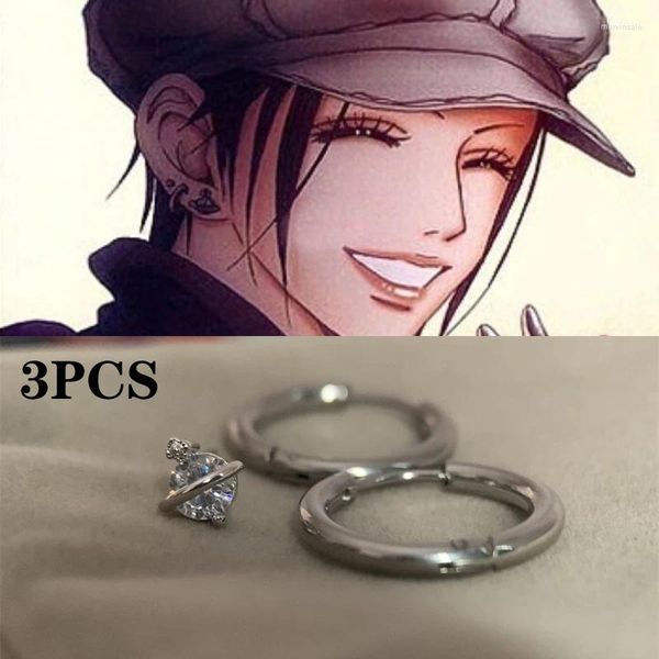 Baumelnde Ohrringe 3 Stück Anime Oosaki Nana Kleine Geometrie Runder Kreis Hoop Für Frauen Männer Schmuck Mode Ohrclip Cosplay Geschenke