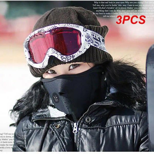 Bandanas 3 pçs à prova de vento ciclismo máscara bicicleta à prova de poeira esqui snowboard esportes ao ar livre máscaras pescoço meia face balaclavas inverno