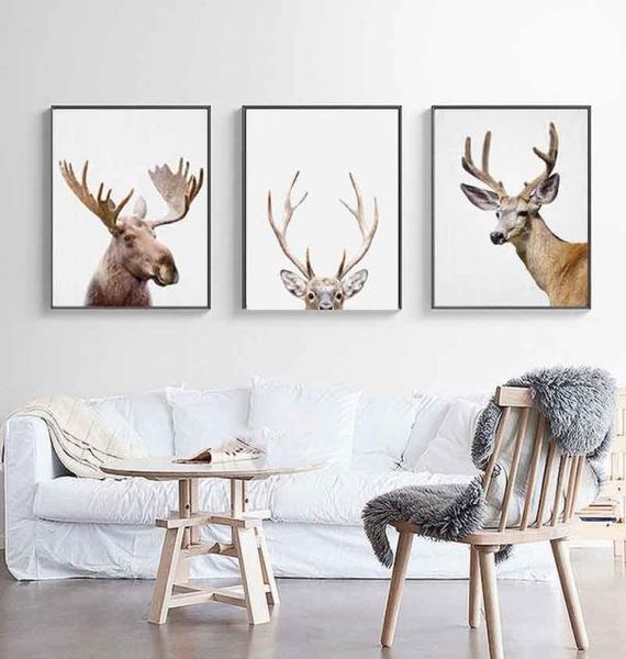 Детская Холст Картина с оленем Kawaii Wall Art Animal Poster Print Nordic Woodland Picture Kids Baby Girls Room Home Decor1171770