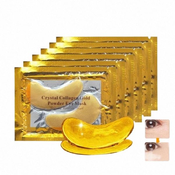 10pcs Cristal Colágeno Pó de Ouro Máscara de Olho Anti-Envelhecimento Olheiras Acne Beleza Patches Para Cuidados Com A Pele Dos Olhos Cosméticos Coreanos Y1UM #