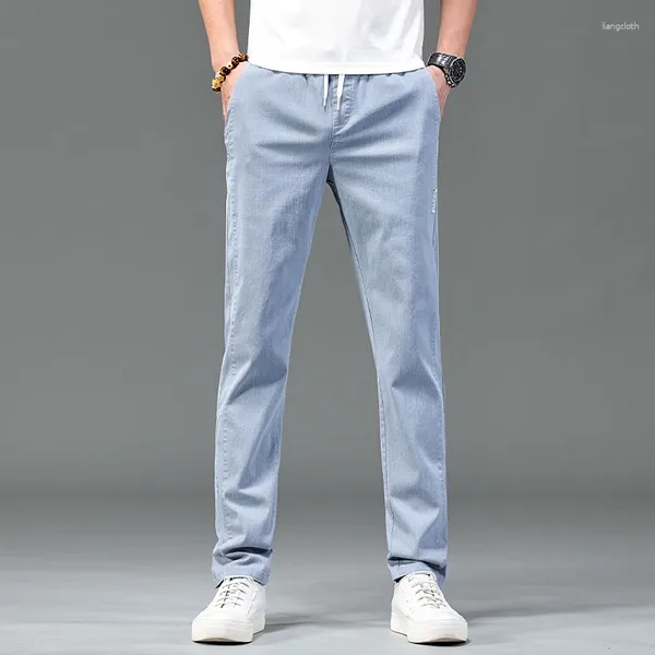 Pantaloni da uomo 2024 Primavera/Estate Casual Elastico Per Uomo Gamba Dritta Coreano Fondo Bianco Lungo Sudore Morbido E Traspirante