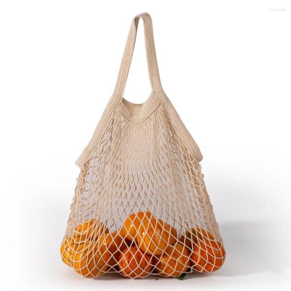 Borse per la spesa Borsa a rete alla moda da 1 pezzo per donna Borsa per organizer da spiaggia estiva in rete di cotone ecologica per frutta e verdura