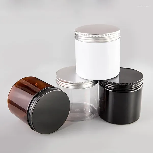 Vorratsflaschen 12 Stück 500 ml leeres klares braunes schwarzes Kunststoff-Kosmetik-PET-Glas mit Aluminium-Schraubverschluss Cremebehälter 500 g Gesichtsmaskenpulver