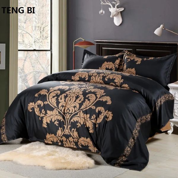 Conjunto de produtos de cama tamanho americano, incluindo colcha e fronha king size preto vermelho branco 240313