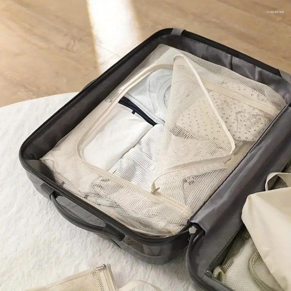 Depolama Çantaları 2024 Kadın Seyahat Çantası Taşınabilir Ağ Kılıf Tuvalet Kıyafetleri İç çamaşırı Asılı nefes alabilen organizatör torbası