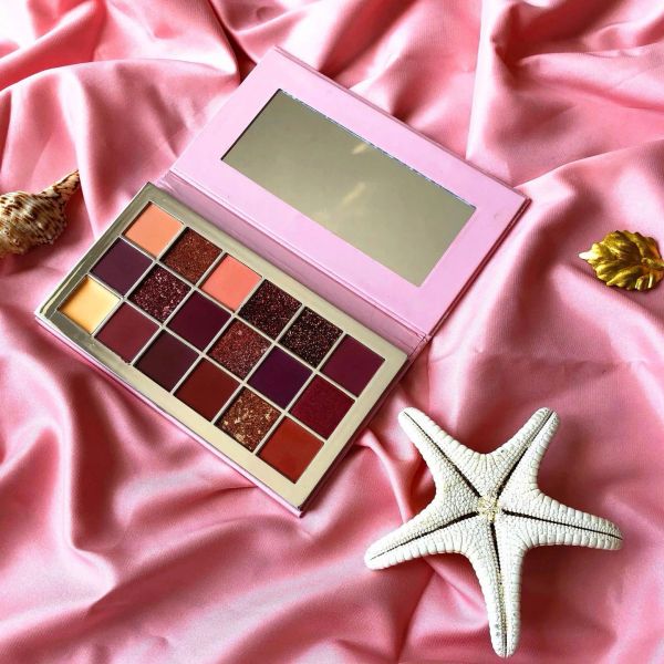 Sombra 18color Eye Shadow Palette com tema de rosa deserta fosco e tons bruscos maquiagem brilho rosa