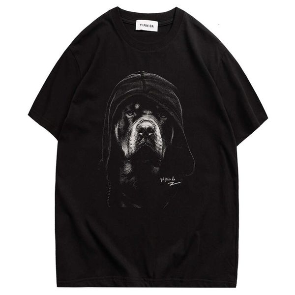 Kangli Kornit Doğrudan Sprey Erkekler Kısa Kollu T-Shirt Kadın Modaya Desenli Köpek Başı Baskı Gevşek Gençlik Çift Kıyafet
