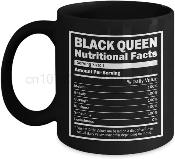Кружки Black Queen Факты о питании Кофейная кружка Африканский подарок Расширение прав и возможностей женщин История Месяц 11 унций