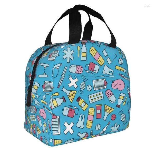 Aufbewahrungstaschen, isolierte Tasche mit lustigen bunten Elementen für Damen, wasserdicht, Kühlbox für Stillen, Thermo-Lunchbox, für Kinder, Schule, Kinder