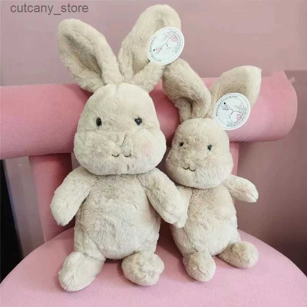 Animais de pelúcia de pelúcia novo macio dobrável orelha coelho plushies com cabeça rotab adorável blush coelho latte boneca brinquedo de pelúcia para crianças aniversário presente de páscoa l240320