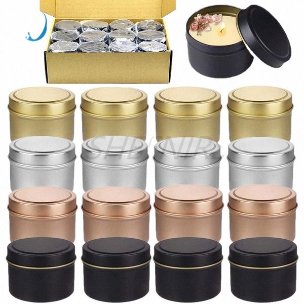 sheenirs 18pcs 4/8OZ Jar vazio Jarra de vela de alumínio com tampa Metal Cream Jars Metal Cream Lip Balm Ctainer Tea Package Box v7Du #