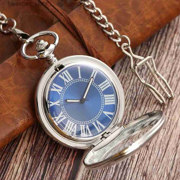 Relógios de bolso Presente de Natal Luxo Homens Relogio Digital Steampunk Relógio de Bolso Vintage Auto Vento Elegante Dial Azul Automático Mecânico L240322