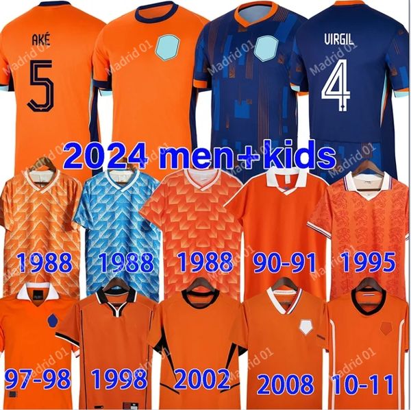 1988 Maglie da calcio retrò Van Basten 1996 1997 1998 1994 Bergkamp Gullit Rijkaard Davids Shirt calcistico Kit Kit Kit SEMORF KLUIVERT CRUYFF SNEIJDER 24 25 NETRANDS