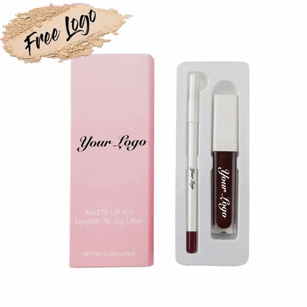 21 Farben Vegan Lip Gloss Lip Liner Kit Private Label Lip Glaze N-klebriger Matt Lippenstift Lipliner Set Make-up Großhandel v6ss #